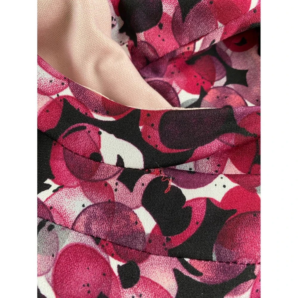 Connected Apparel Womens Pink Purple Abstract Dot Faux Wrap Ruched Dress Size 12